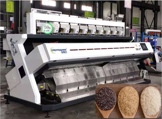 品質  10 Chutes Rice Color Sorter Large Capacity Black White Red Brown Waterfall Structure 2520Kg 工場
