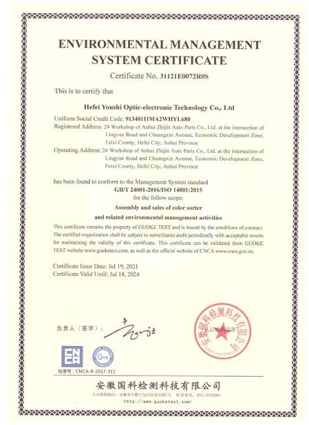 中国 Hefei Youshi  Optic-electronic Technology Co,. Ltd 認証