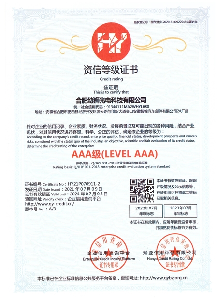 中国 Hefei Youshi  Optic-electronic Technology Co,. Ltd 認証